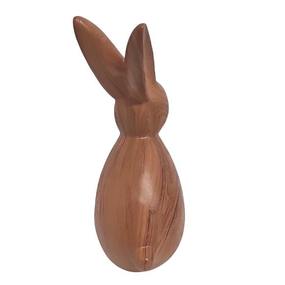 Wooden Look Resin Brown Bunny Rabbit Siloette Sculpture Decor 11.5" Tall - Picture 4 of 6